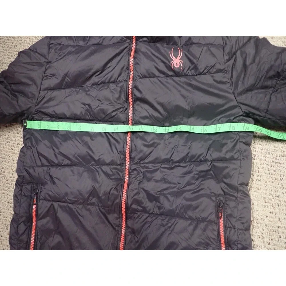 Spyder Puffer Jacket Kids Size L 14/16‎ Black Excellent Hooded Thumbhole Cuffs